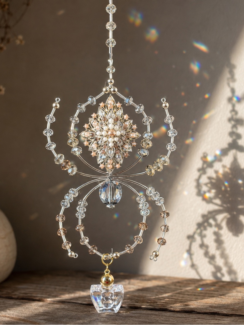 Handcrafted Beaded Spider Suncatcher & Ornament
